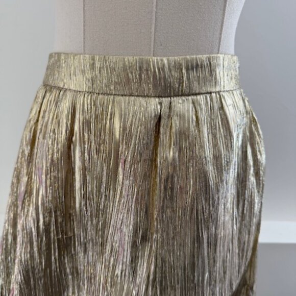 Hyacinth House Gold Metallic Plisse Gloria Maxi Skirt Women's XS - Picture 3 of 6